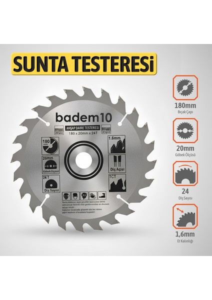 Metalik Gri Dayanıklı Tct 180MM 20MM 24T Sunta Ahşap Medefe Daire Testere Bıçağı fiyatları