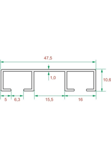 Iki Kanallı Alüminyum Beyaz Perde Rayı (48MM) Düz Ikili Korniş fırsatları