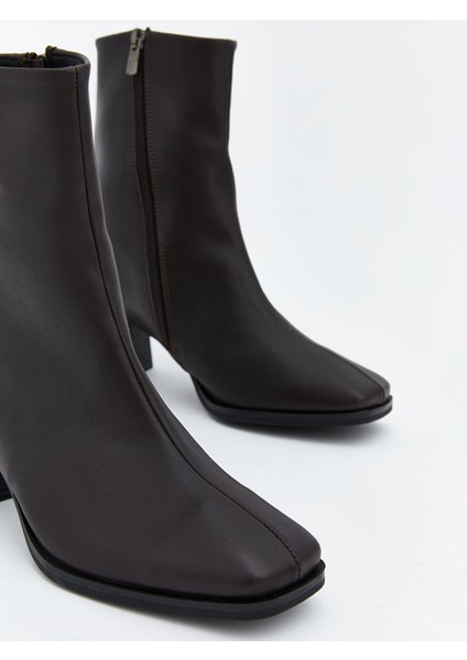 Yeni Sezon Deri Görünümlü Kadın Topuklu Bot modelleri