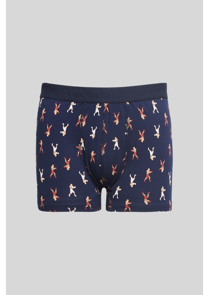 Erkek Lacivert 3'lü Pamuklu Esnek Boxer Paketi modelleri