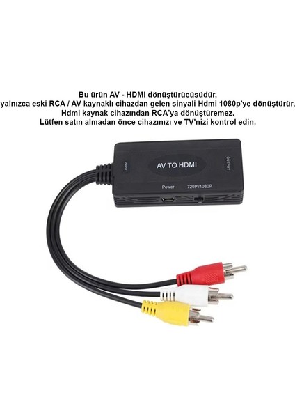 CR01 Rca Av Anlalogdan HDMI 1.3 1080P Hdtvye Video ve Ses Dönüştürücü Adaptör fiyatları
