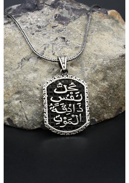 Her Can Ölümü Tadacaktır Yazlı 925 Ayar Gümüş Kolye Zincir 902382