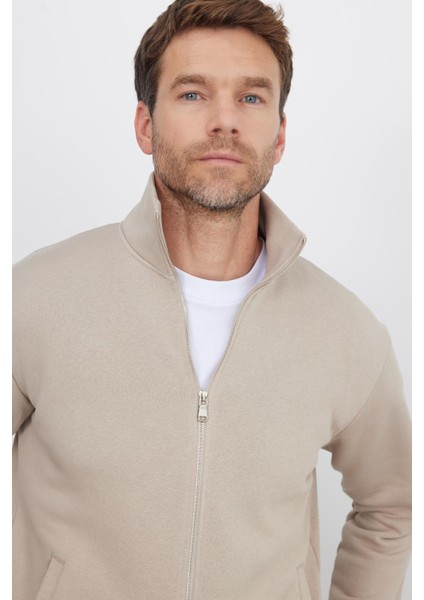 Unisex Relax Fit Rahat Kesim Pamuklu Içi Polarlı Fermuarlı Taş Dik Yaka Flato Cepli Sweatshirt Hırka fiyatları