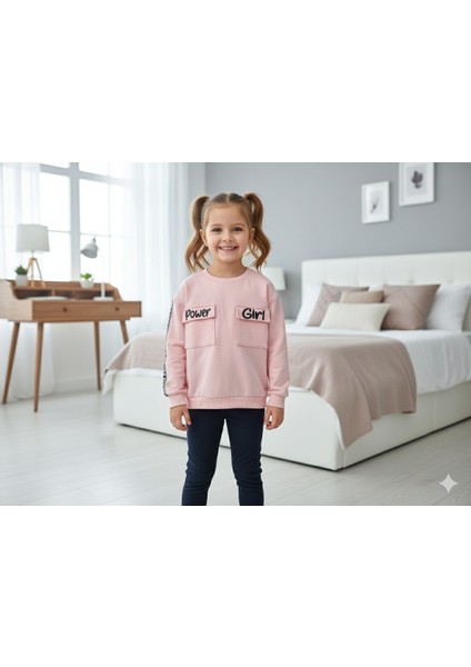 Nazar Kız Çocuk Power Girl Baskılı Takım 3-6 Yaş Pembe