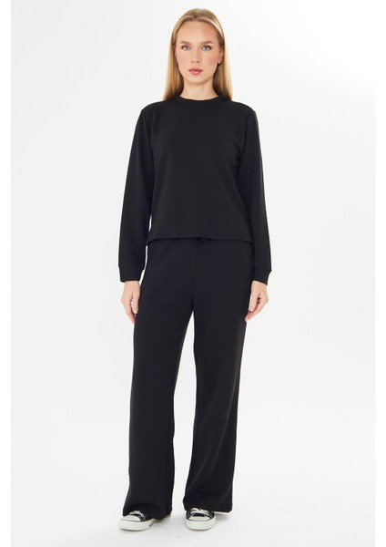 Kadın Modal Kumaş Rahat Kalıp Eşofman Takımı Siyah 8509-S fiyatları