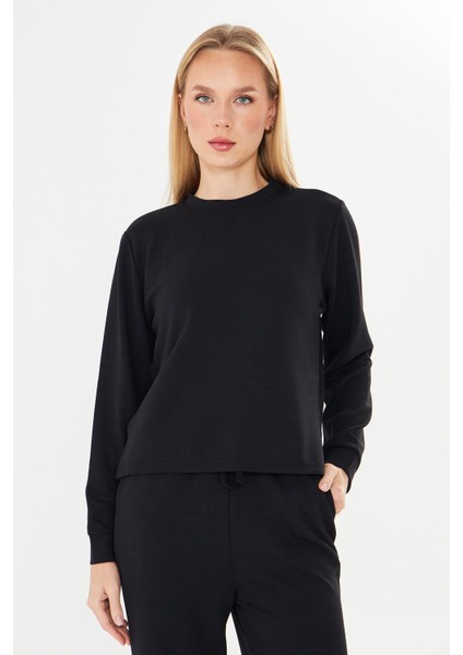 Kadın Modal Kumaş Rahat Kalıp Eşofman Takımı Siyah 8509-S modelleri