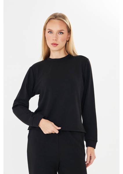 Kadın Modal Kumaş Rahat Kalıp Eşofman Takımı Siyah 8509-S indirimleri