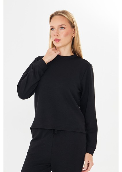 Kadın Modal Kumaş Rahat Kalıp Eşofman Takımı Siyah 8509-S