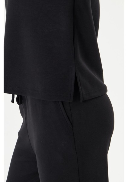 Kadın Modal Kumaş Rahat Kalıp Eşofman Takımı Siyah 8509-S