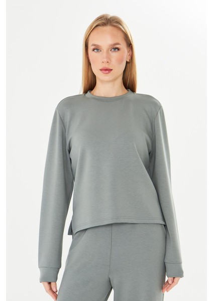 Kadın Modal Kumaş Rahat Kalıp Eşofman Takımı Haki 8509-H fiyatları