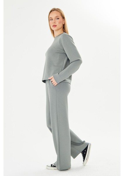 Kadın Modal Kumaş Rahat Kalıp Eşofman Takımı Haki 8509-H