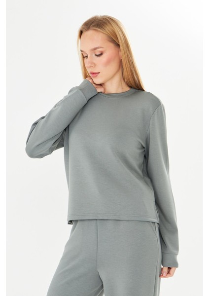 Kadın Modal Kumaş Rahat Kalıp Eşofman Takımı Haki 8509-H