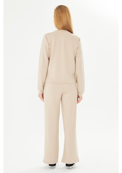 Kadın Modal Kumaş Rahat Kalıp Eşofman Takımı Bej 8509-B