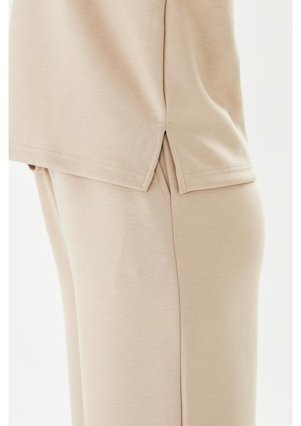 Kadın Modal Kumaş Rahat Kalıp Eşofman Takımı Bej 8509-B