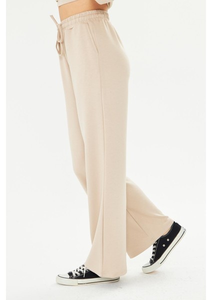 Kadın Modal Kumaş Rahat Kalıp Eşofman Takımı Bej 8509-B