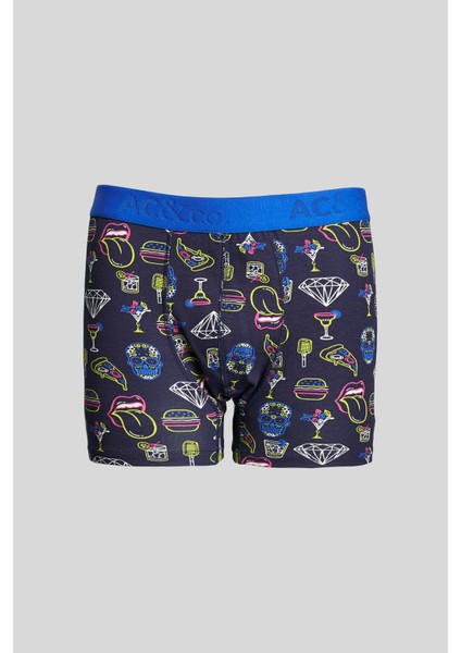 Erkek Lacivert-saks Mavi 3'lü Pamuklu Esnek Boxer Paketi indirimleri