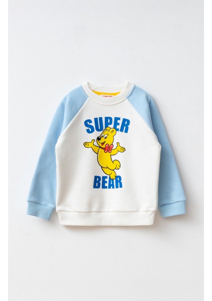 Erkek Çocuk Baskılı Sweatshirt Mavi SW301