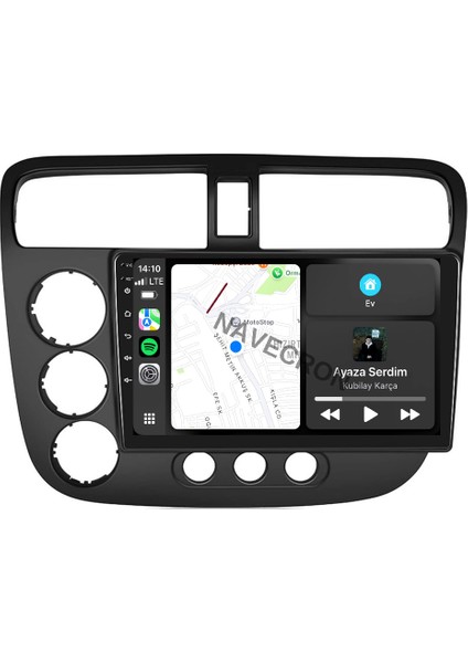 Honda Cıvıc Vtec 2001-06 9" Uyumlu Android Multimedia Gerçek 4/64 Kablosuz Carplay Geri Görüş Kameralı