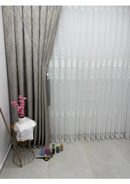Nivemeshome 2533-2 Iris Gümüş 1/3 Pileli Tül Perde Apm fiyatları