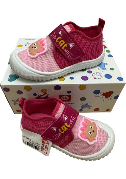 Kız Çocuk Keten,hafif ,yumuşak ve Kaymaz Taban Panduf Ev Kreş Ayakkabısı Kedi Model fiyatları