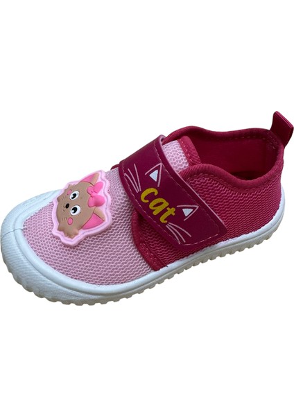 Kız Çocuk Keten,hafif ,yumuşak ve Kaymaz Taban Panduf Ev Kreş Ayakkabısı Kedi Model fırsatları