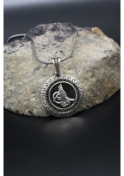 Osmanlı Tuğralı Grek Desenli 925 Ayar Gümüş Kolye Zincir 902383 modelleri