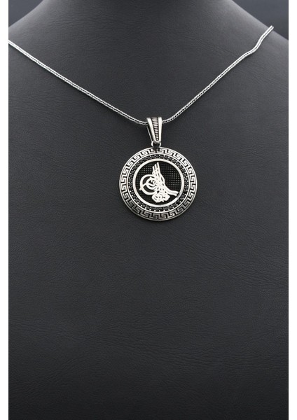 Osmanlı Tuğralı Grek Desenli 925 Ayar Gümüş Kolye Zincir 902383 indirimleri
