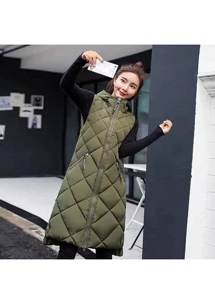 Kapitone Uzun Kadın Yelek