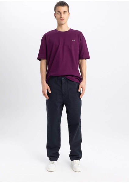 Gabardin Pantolon Baggy Fit Bol Rahat Kesim Cepli Düz Paça B4762AX24SP