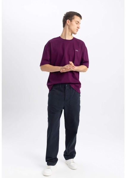 Gabardin Pantolon Baggy Fit Bol Rahat Kesim Cepli Düz Paça B4762AX24SP