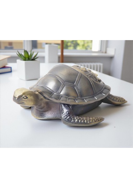 Lüks Işlemeli Metal Kaplumbağa Biblo Tütsülük Rüzgar Geçirmez Küllük Çok Fonksiyonlu Dekoratif Obje