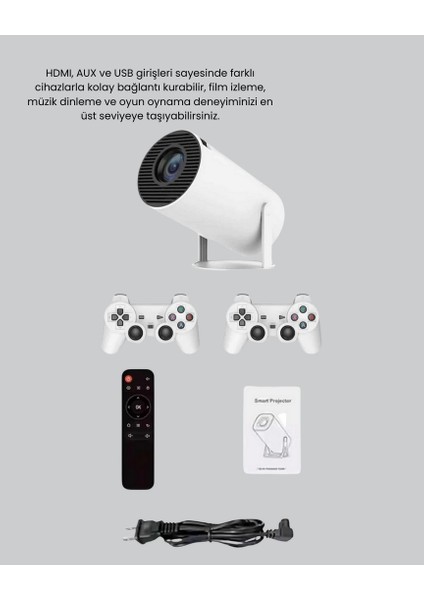 Techmrt Kablosuz Projeksiyon Cihazı 4K Destekli HDMI USB Oyun Uyumlu modelleri