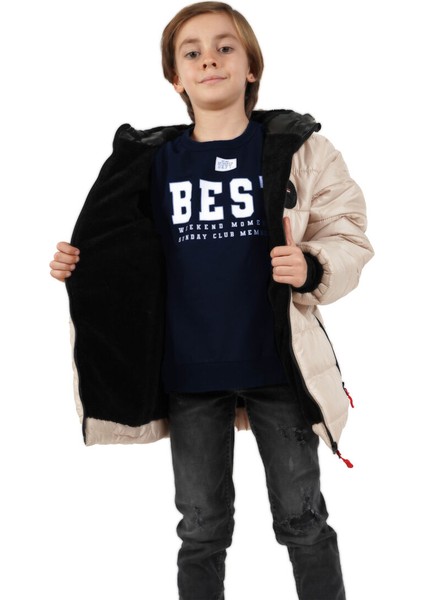 İçi Kürklü Su ve Rüzgar Geçirmez Erkek Çocuk Mont