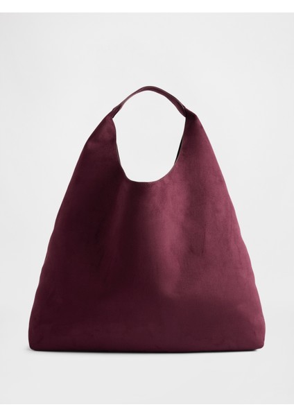Kadın Bordo Vegan Süet Tote Bag