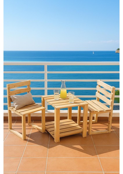 Ahşap Bahçe/balkon Bistro Oturma Takımı