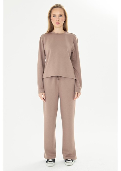 Kadın Modal Kumaş Rahat Kalıp Eşofman Takımı A.kahve 8509-A.K