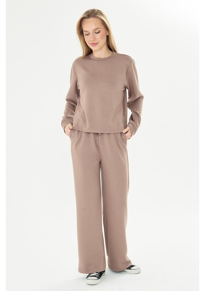 Kadın Modal Kumaş Rahat Kalıp Eşofman Takımı A.kahve 8509-A.K modelleri