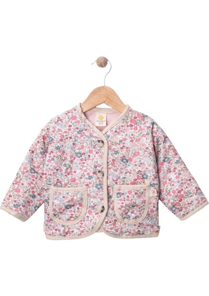 Çiçekli Kapitone Kız Ceket