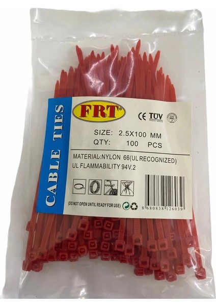 Frt Kırmızı 2,5X100 Kablo Bağı