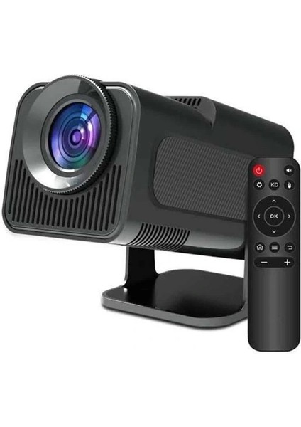 Android Projeksiyon Siyah Taşınabilir Sinema Projektörü 4K 1080P Ev Sineması Bluetooth