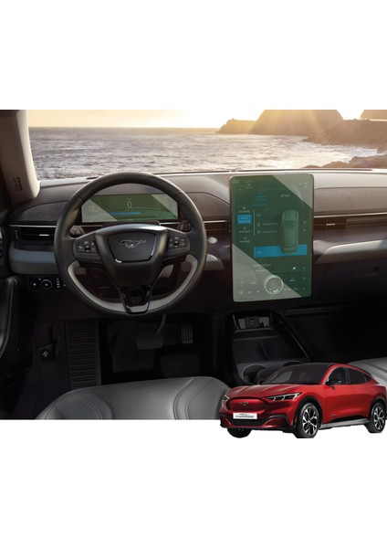 Ford Mustang Mach-E (2021-2025) Uyumlu 15.5" Multimedya ve 10.2" Gösterge Çift Set 9h Nano Ekran Koruyucu
