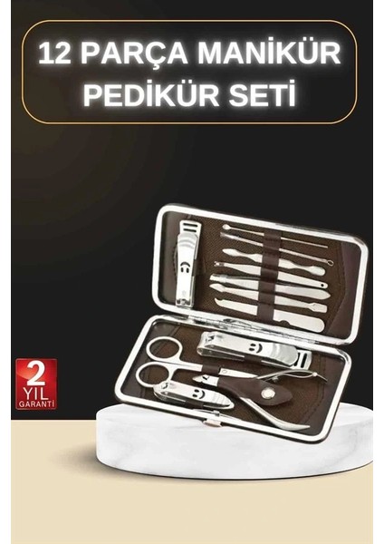 12 Parça Manikür Pedikür Seti Özel Deri Çanta El Ayak Bakımı Akne ve Sivilce Temizleme fiyatları