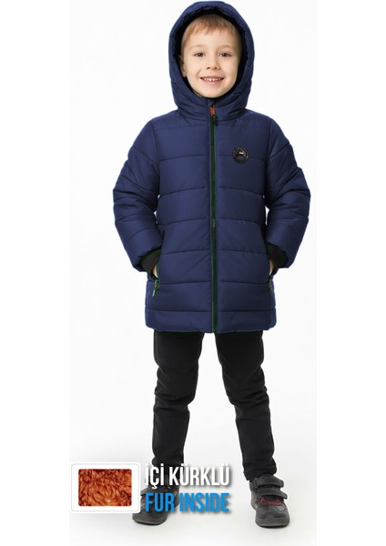 İçi Kürklü Su ve Rüzgar Geçirmez Erkek Çocuk Mont