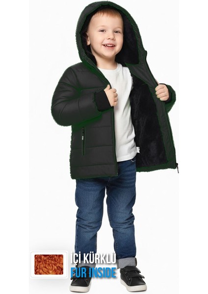 İçi Kürklü Su ve Rüzgar Geçirmez Erkek Çocuk Mont