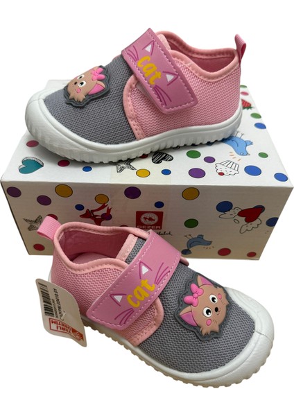 Kız Çocuk Keten,hafif ,yumuşak ve Kaymaz Taban Panduf Ev Kreş Ayakkabısı Kedi Model modelleri