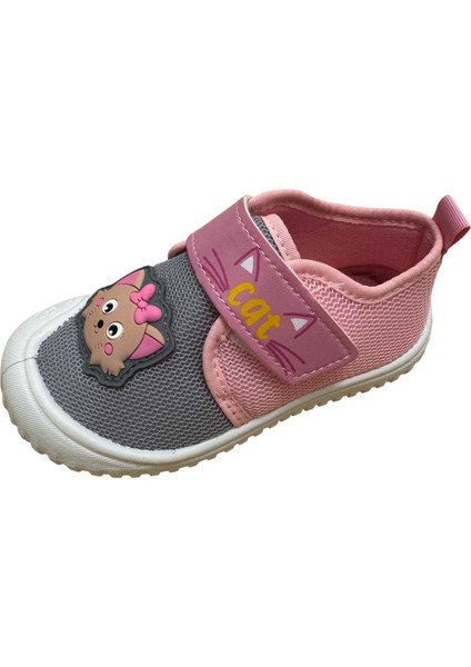 Kız Çocuk Keten,hafif ,yumuşak ve Kaymaz Taban Panduf Ev Kreş Ayakkabısı Kedi Model fırsatları