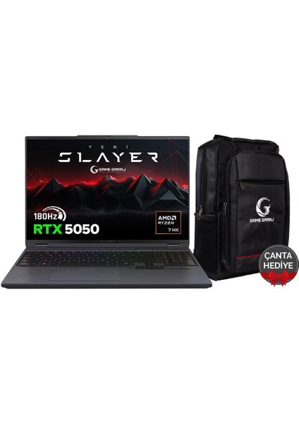 Slayer R7T-5050 C1 Amd Ryzen 7 8840HX 16GB Ram 1tb SSD RTX5050 16" Qhd+ 180Hz IPS Freedos Gaming Laptop