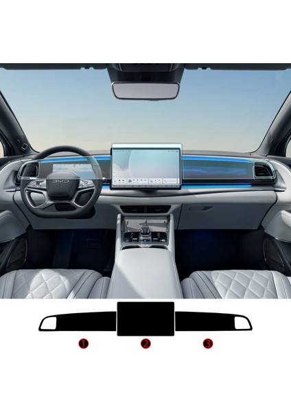 Byd Sealion 7 Navigasyon, Dijital Gösterge ve Sağ Panel uyumlu 9H Nano Ekran Koruyucu 3'lü Set 2025