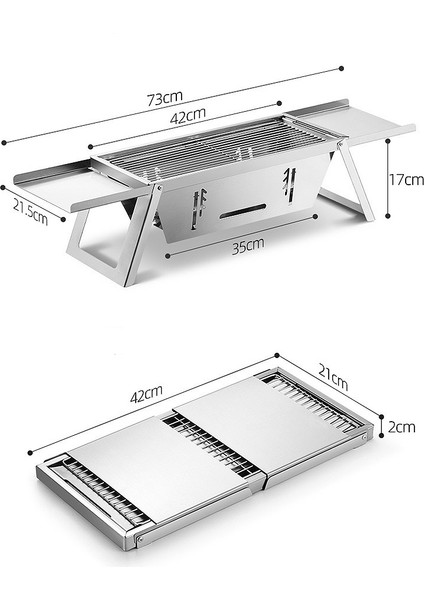 Taşınabilir Paslanmaz Çelik Mangal / Barbekü （hediye Taşıma Çantası Dahil）