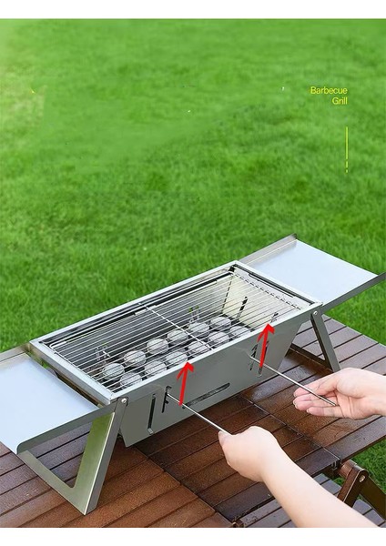 Taşınabilir Paslanmaz Çelik Mangal / Barbekü （hediye Taşıma Çantası Dahil）